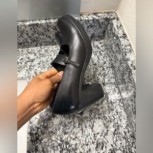 Dansko Tara Mary Jane black leather clog heels